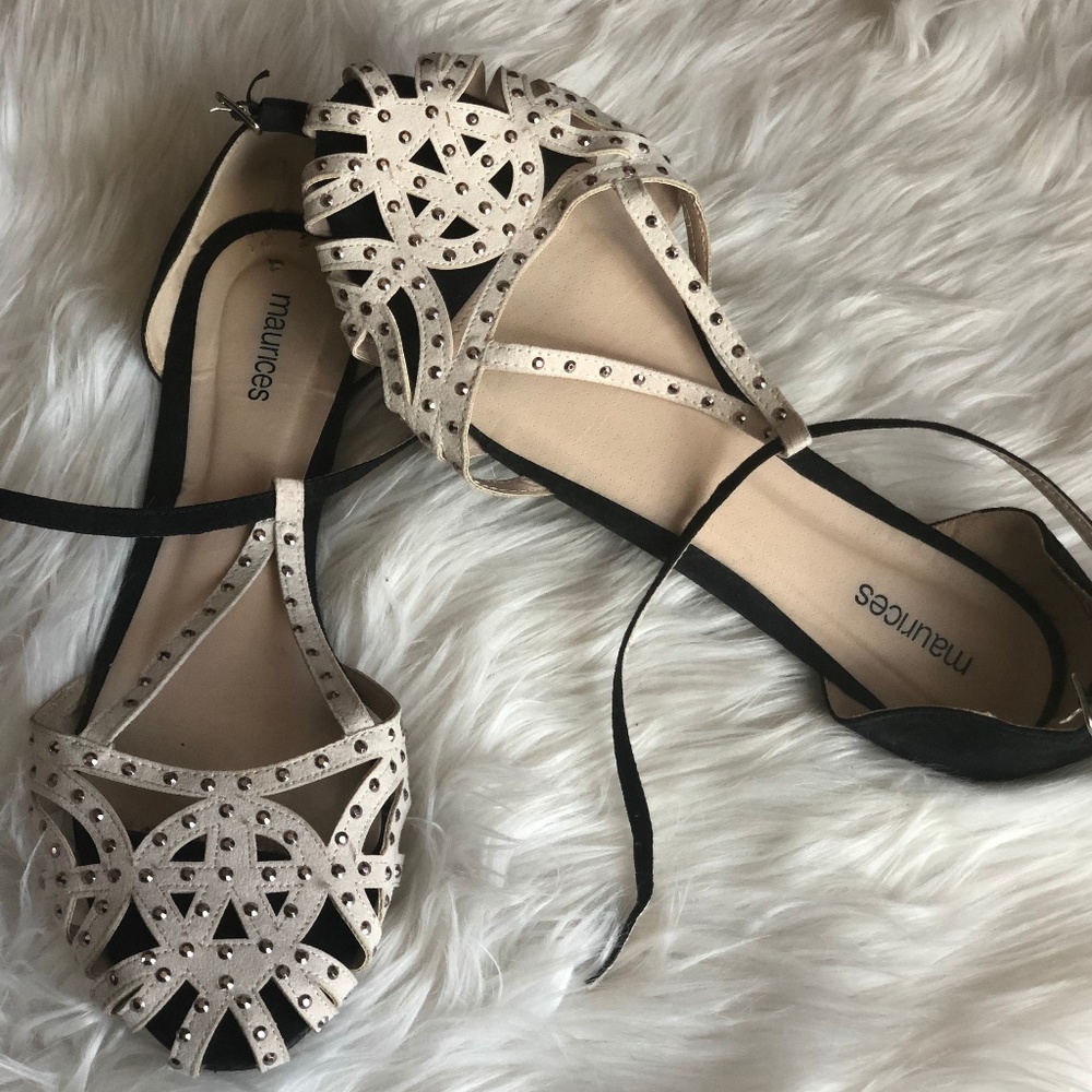 Maurices Studded Sandals Ivory Black 11